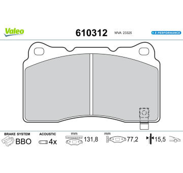 Sada brzdových destiček, kotoučová brzda VALEO 610312