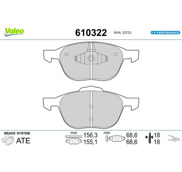 Sada brzdových destiček, kotoučová brzda VALEO 610322