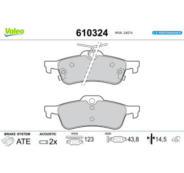 Sada brzdových destiček, kotoučová brzda VALEO 610324