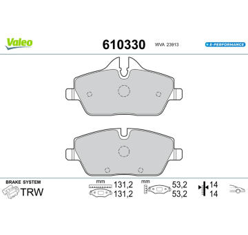 Sada brzdových destiček, kotoučová brzda VALEO 610330