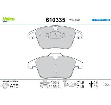 Sada brzdových destiček, kotoučová brzda VALEO 610335