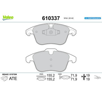 Sada brzdových destiček, kotoučová brzda VALEO 610337