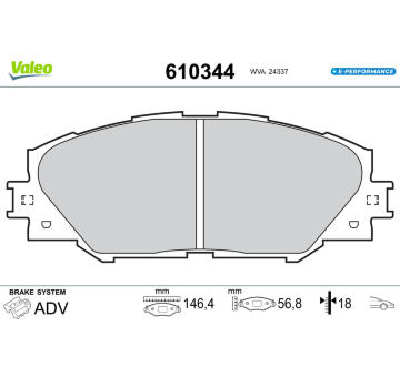 Sada brzdových destiček, kotoučová brzda VALEO 610344