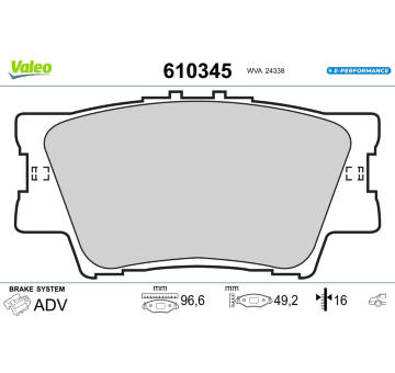 Sada brzdových destiček, kotoučová brzda VALEO 610345