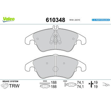 Sada brzdových destiček, kotoučová brzda VALEO 610348