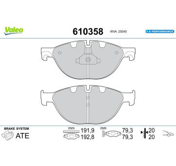 Sada brzdových destiček, kotoučová brzda VALEO 610358