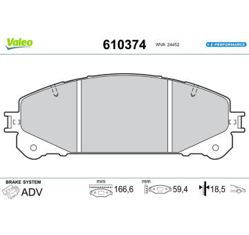 Sada brzdových destiček, kotoučová brzda VALEO 610374