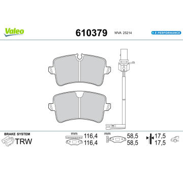 Sada brzdových destiček, kotoučová brzda VALEO 610379