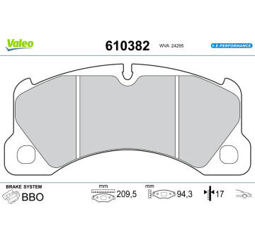 Sada brzdových destiček, kotoučová brzda VALEO 610382