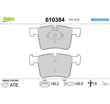 Sada brzdových destiček, kotoučová brzda VALEO 610384