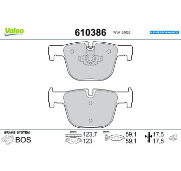 Sada brzdových destiček, kotoučová brzda VALEO 610386