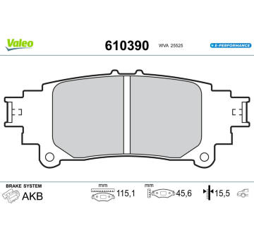 Sada brzdových destiček, kotoučová brzda VALEO 610390