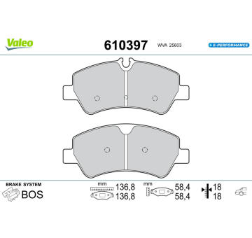 Sada brzdových destiček, kotoučová brzda VALEO 610397