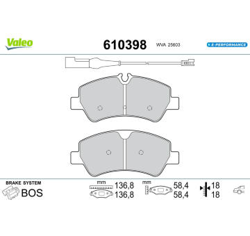 Sada brzdových destiček, kotoučová brzda VALEO 610398