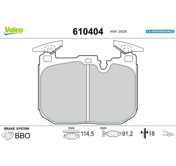 Sada brzdových destiček, kotoučová brzda VALEO 610404