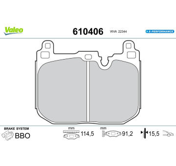 Sada brzdových destiček, kotoučová brzda VALEO 610406