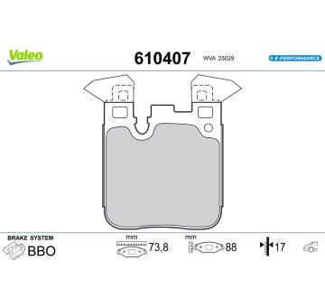 Sada brzdových destiček, kotoučová brzda VALEO 610407