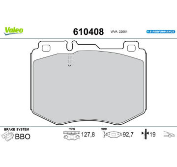 Sada brzdových destiček, kotoučová brzda VALEO 610408