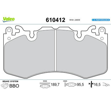 Sada brzdových destiček, kotoučová brzda VALEO 610412