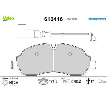 Sada brzdových destiček, kotoučová brzda VALEO 610416