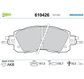 Sada brzdových destiček, kotoučová brzda VALEO 610426