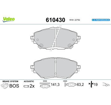 Sada brzdových destiček, kotoučová brzda VALEO 610430