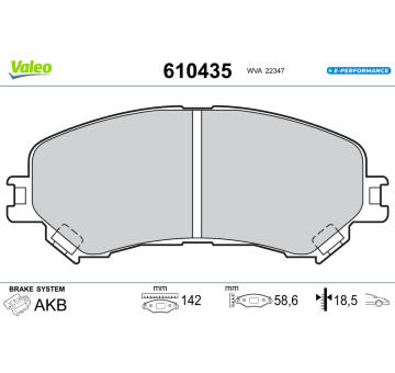 Sada brzdových destiček, kotoučová brzda VALEO 610435