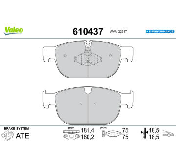 Sada brzdových destiček, kotoučová brzda VALEO 610437