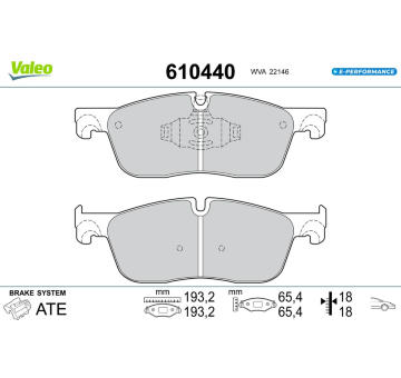 Sada brzdových destiček, kotoučová brzda VALEO 610440