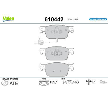 Sada brzdových destiček, kotoučová brzda VALEO 610442