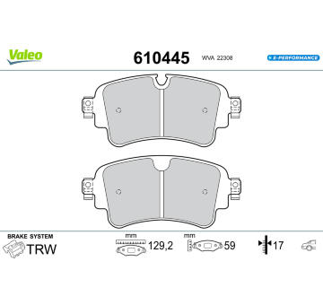 Sada brzdových destiček, kotoučová brzda VALEO 610445