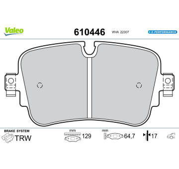 Sada brzdových destiček, kotoučová brzda VALEO 610446