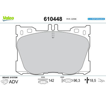 Sada brzdových destiček, kotoučová brzda VALEO 610448