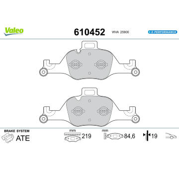 Sada brzdových destiček, kotoučová brzda VALEO 610452