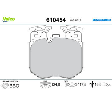 Sada brzdových destiček, kotoučová brzda VALEO 610454