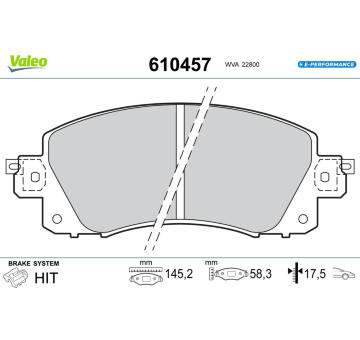 Sada brzdových destiček, kotoučová brzda VALEO 610457