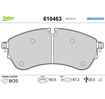 Sada brzdových destiček, kotoučová brzda VALEO 610463