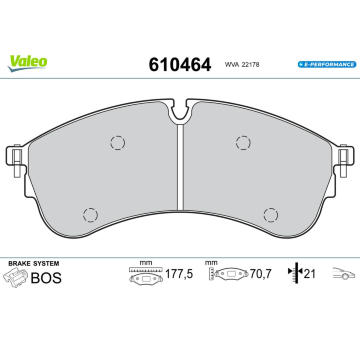 Sada brzdových destiček, kotoučová brzda VALEO 610464