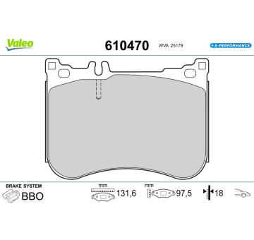 Sada brzdových destiček, kotoučová brzda VALEO 610470