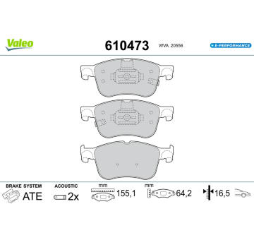Sada brzdových destiček, kotoučová brzda VALEO 610473