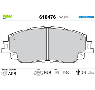 Sada brzdových destiček, kotoučová brzda VALEO 610476