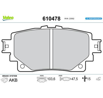 Sada brzdových destiček, kotoučová brzda VALEO 610478