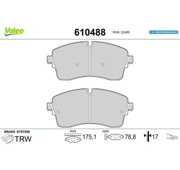 Sada brzdových destiček, kotoučová brzda VALEO 610488