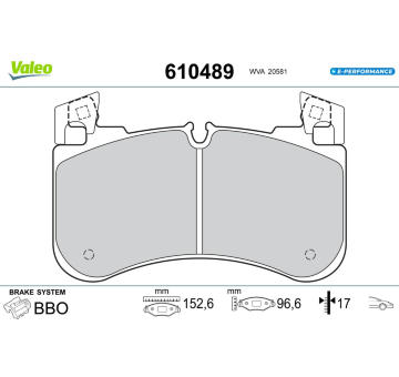 Sada brzdových destiček, kotoučová brzda VALEO 610489