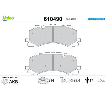 Sada brzdových destiček, kotoučová brzda VALEO 610490