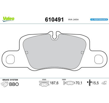 Sada brzdových destiček, kotoučová brzda VALEO 610491