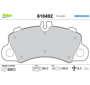 Sada brzdových destiček, kotoučová brzda VALEO 610492
