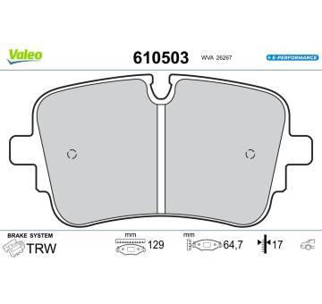 Sada brzdových destiček, kotoučová brzda VALEO 610503