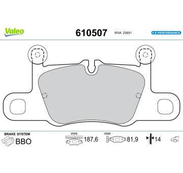 Sada brzdových destiček, kotoučová brzda VALEO 610507