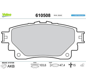 Sada brzdových destiček, kotoučová brzda VALEO 610508